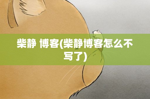 柴静 博客(柴静博客怎么不写了)