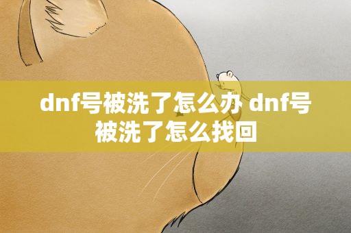 dnf号被洗了怎么办 dnf号被洗了怎么找回