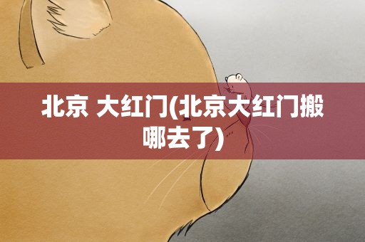 北京 大红门(北京大红门搬哪去了)