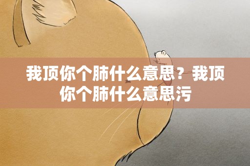 我顶你个肺什么意思？我顶你个肺什么意思污