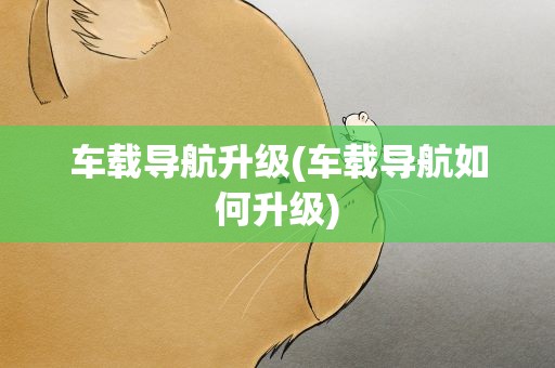 车载导航升级(车载导航如何升级)