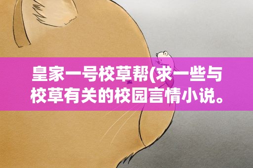 皇家一号校草帮(求一些与校草有关的校园言情小说。)