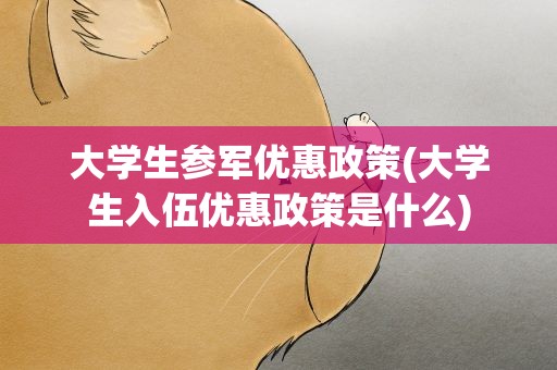 大学生参军优惠政策(大学生入伍优惠政策是什么)