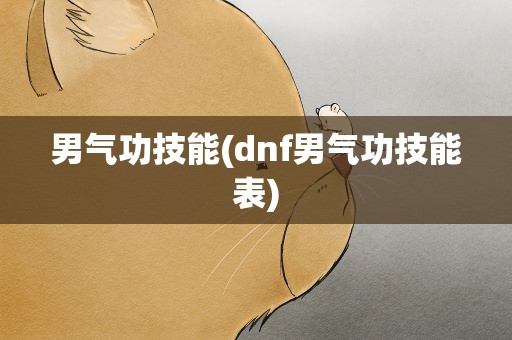 男气功技能(dnf男气功技能表)