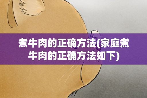 煮牛肉的正确方法(家庭煮牛肉的正确方法如下)