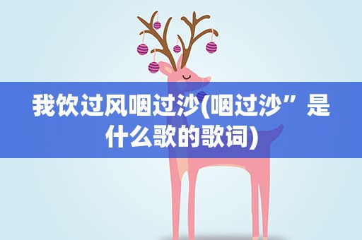 我饮过风咽过沙(咽过沙”是什么歌的歌词)