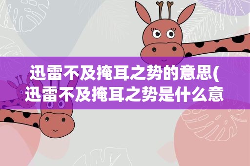 迅雷不及掩耳之势的意思(迅雷不及掩耳之势是什么意思)