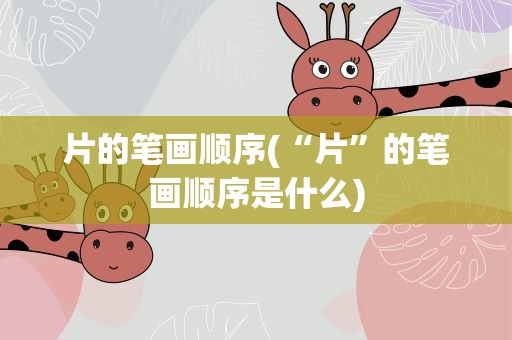 片的笔画顺序(“片”的笔画顺序是什么)