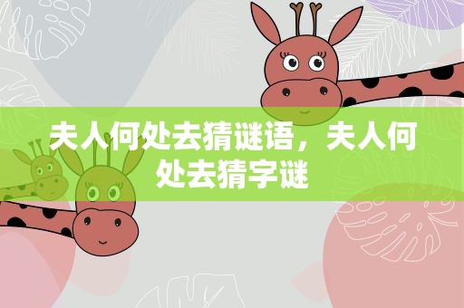 夫人何处去猜谜语，夫人何处去猜字谜