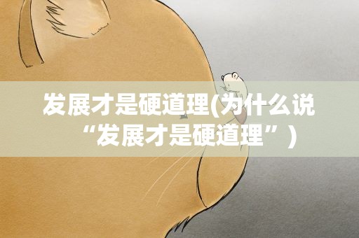 发展才是硬道理(为什么说“发展才是硬道理”)