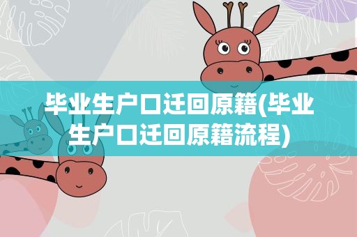 毕业生户口迁回原籍(毕业生户口迁回原籍流程)
