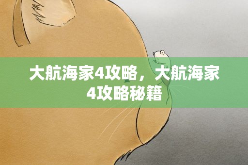 大航海家4攻略，大航海家4攻略秘籍