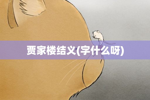 贾家楼结义(字什么呀)