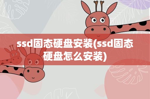ssd固态硬盘安装(ssd固态硬盘怎么安装)
