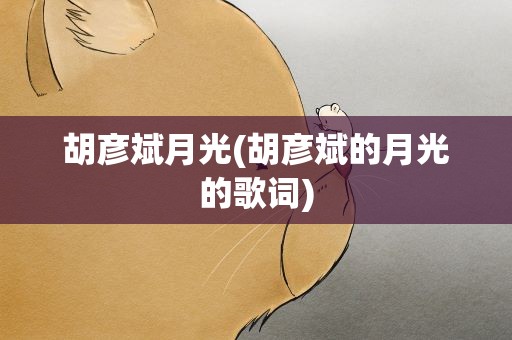 胡彦斌月光(胡彦斌的月光的歌词)