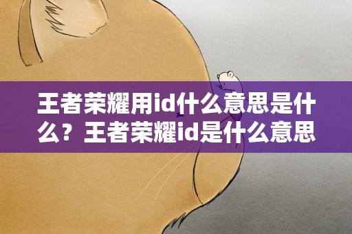 王者荣耀用id什么意思是什么？王者荣耀id是什么意思是什么