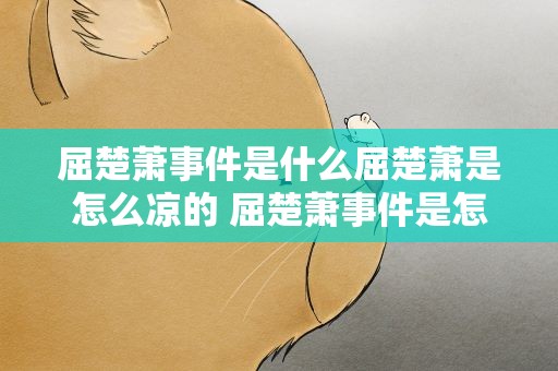 屈楚萧事件是什么屈楚萧是怎么凉的 屈楚萧事件是怎么回事