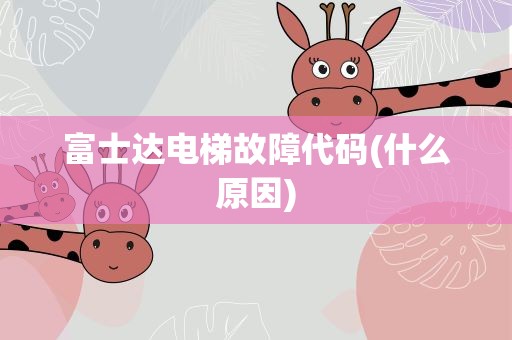 富士达电梯故障代码(什么原因)