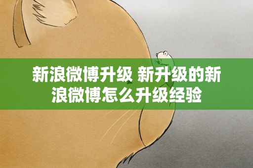 新浪微博升级 新升级的新浪微博怎么升级经验