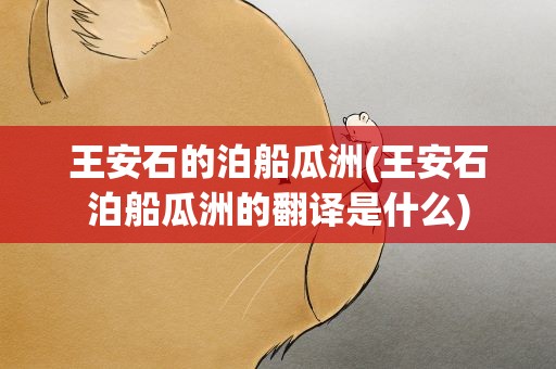 王安石的泊船瓜洲(王安石泊船瓜洲的翻译是什么)
