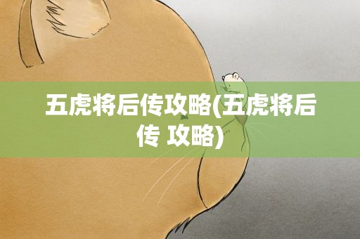 五虎将后传攻略(五虎将后传 攻略)