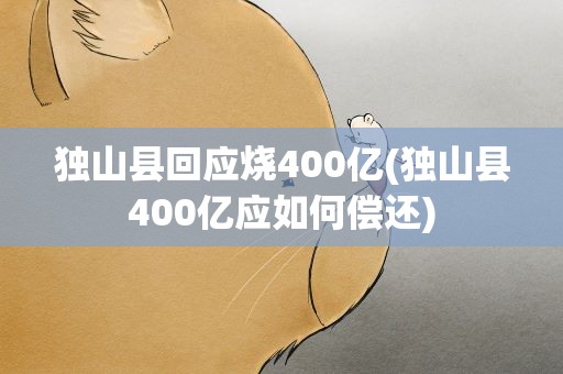 独山县回应烧400亿(独山县400亿应如何偿还)