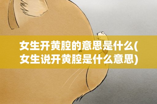 女生开黄腔的意思是什么(女生说开黄腔是什么意思)