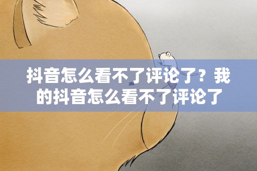 抖音怎么看不了评论了？我的抖音怎么看不了评论了