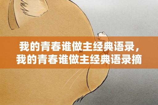 我的青春谁做主经典语录，我的青春谁做主经典语录摘抄
