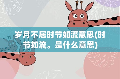 岁月不居时节如流意思(时节如流。是什么意思)
