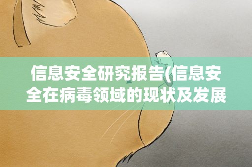信息安全研究报告(信息安全在病毒领域的现状及发展)