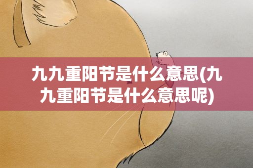 九九重阳节是什么意思(九九重阳节是什么意思呢)