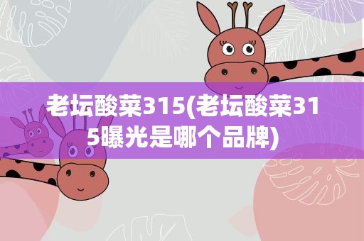 老坛酸菜315(老坛酸菜315曝光是哪个品牌)