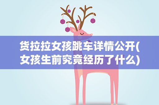 货拉拉女孩跳车详情公开(女孩生前究竟经历了什么)