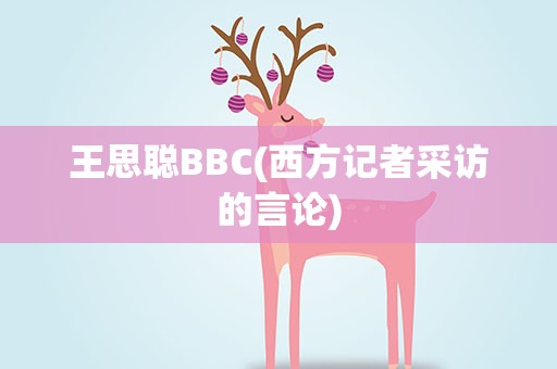 王思聪BBC(西方记者采访的言论)