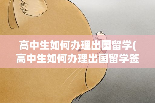 高中生如何办理出国留学(高中生如何办理出国留学签证)