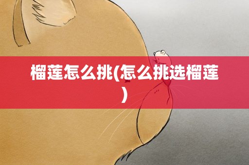 榴莲怎么挑(怎么挑选榴莲)