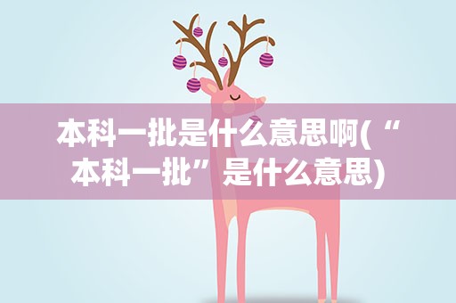 本科一批是什么意思啊(“本科一批”是什么意思)