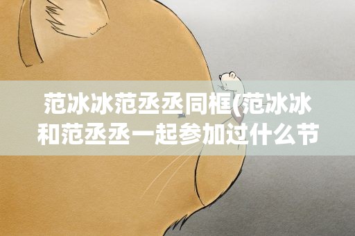 范冰冰范丞丞同框(范冰冰和范丞丞一起参加过什么节目)