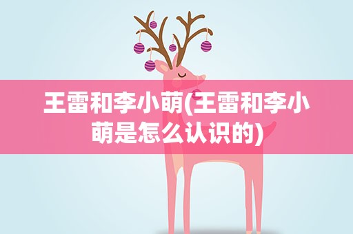 王雷和李小萌(王雷和李小萌是怎么认识的)