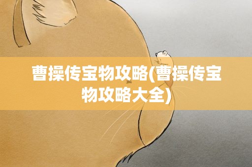 曹操传宝物攻略(曹操传宝物攻略大全)