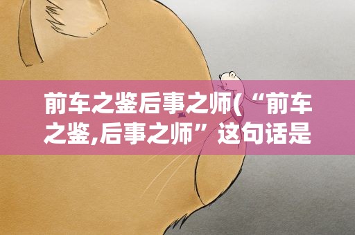 前车之鉴后事之师(“前车之鉴,后事之师”这句话是什么意思)