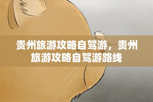 贵州旅游攻略自驾游，贵州旅游攻略自驾游路线