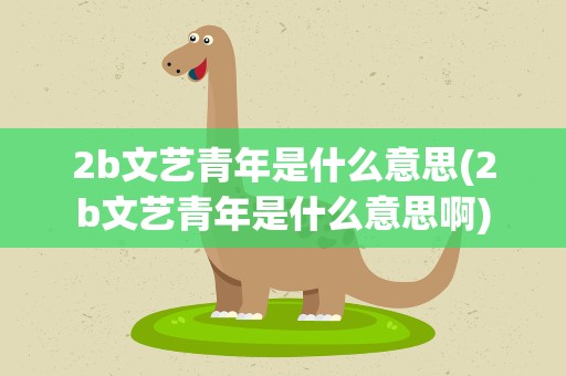 2b文艺青年是什么意思(2b文艺青年是什么意思啊)