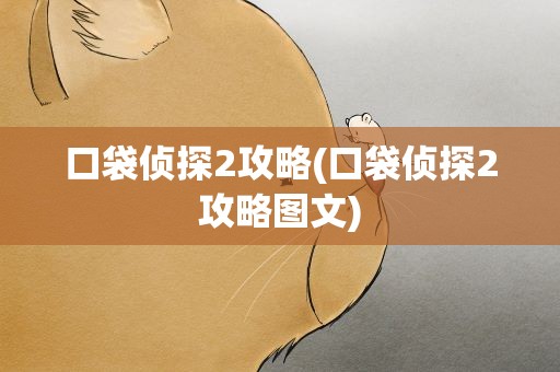 口袋侦探2攻略(口袋侦探2攻略图文)