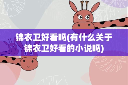 锦衣卫好看吗(有什么关于锦衣卫好看的小说吗)
