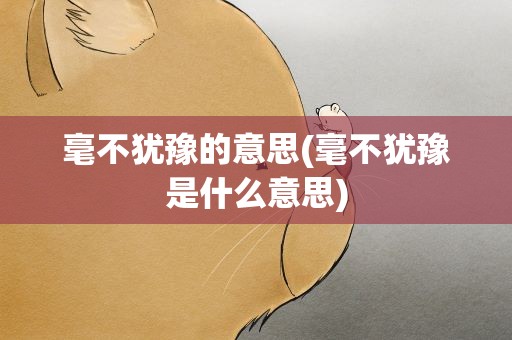 毫不犹豫的意思(毫不犹豫是什么意思)