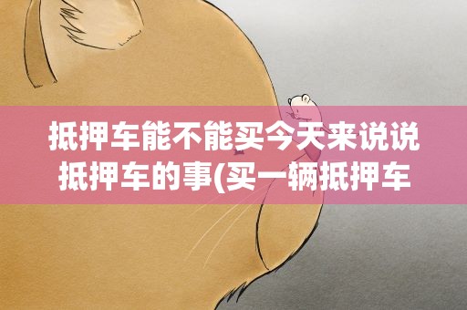抵押车能不能买今天来说说抵押车的事(买一辆抵押车有什么风险)
