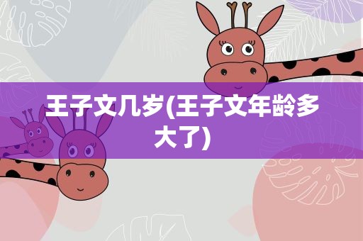 王子文几岁(王子文年龄多大了)