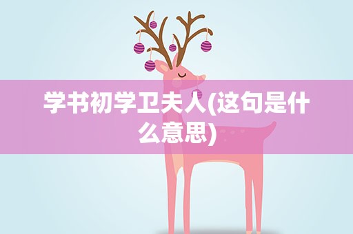 学书初学卫夫人(这句是什么意思)